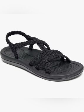 Braided Rope Black Women's Slide Sandal